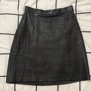 Genuine leather high waisted mini skirt